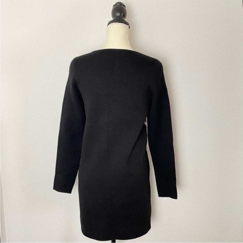 NWOT Anthropologie Maeve Scenic Black Mini Long Sleeve Sweater Knit Dress XS - Picture 10 of 13